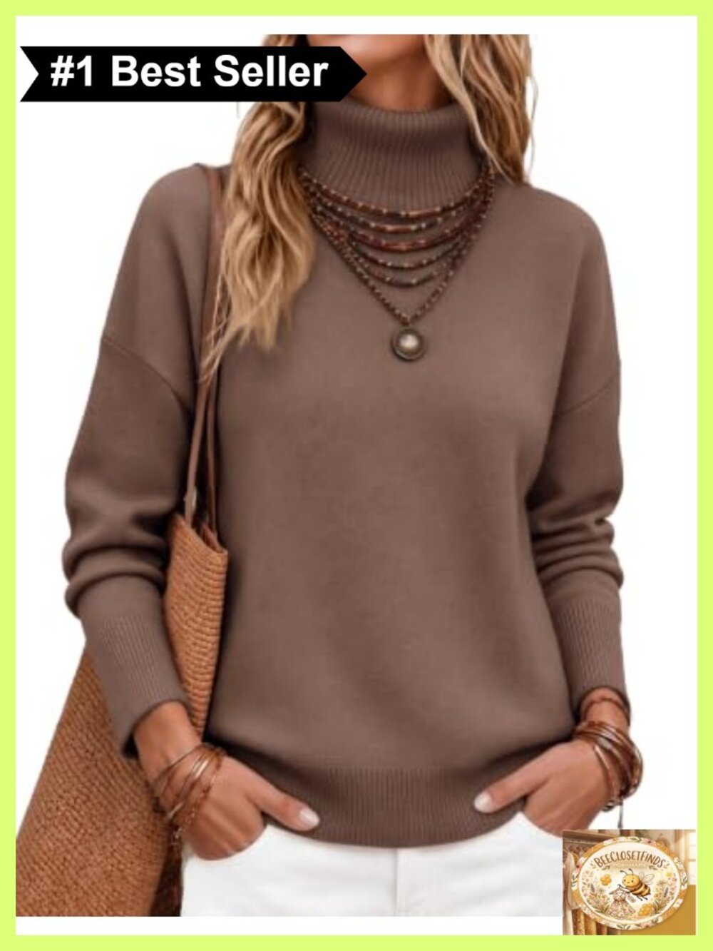 Women's Turtleneck Chunky Knit Pullover Sweater Oversized High Low Hem